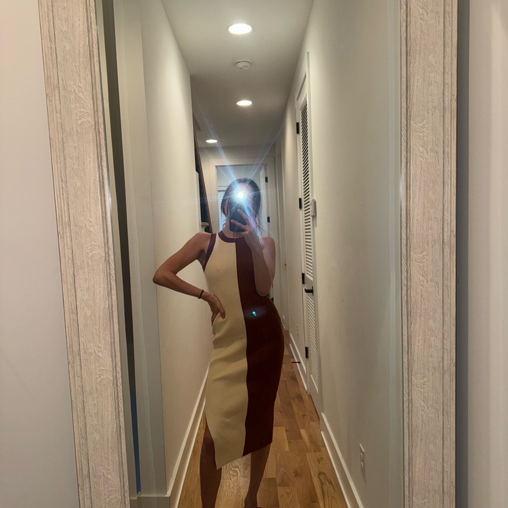 Blue and Black Asymmetrical Pleated Maxi Dress